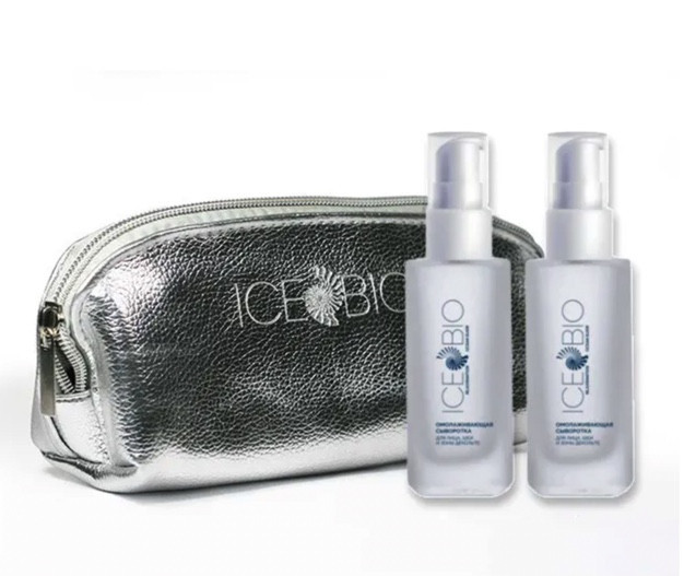 ICE BIO. Набор Сыворотка  2 шт омолаживающая для лица, шеи и зоны декольте 30мл, в косметичке в Краснодаре